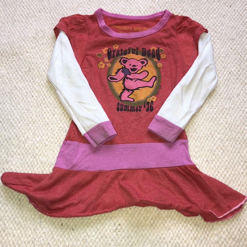 Rowdy Sprout Red and Pink Grateful Dead Kids Dress